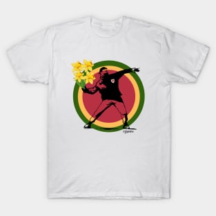 Welsh Banksy Man throwing Daffodils T-Shirt